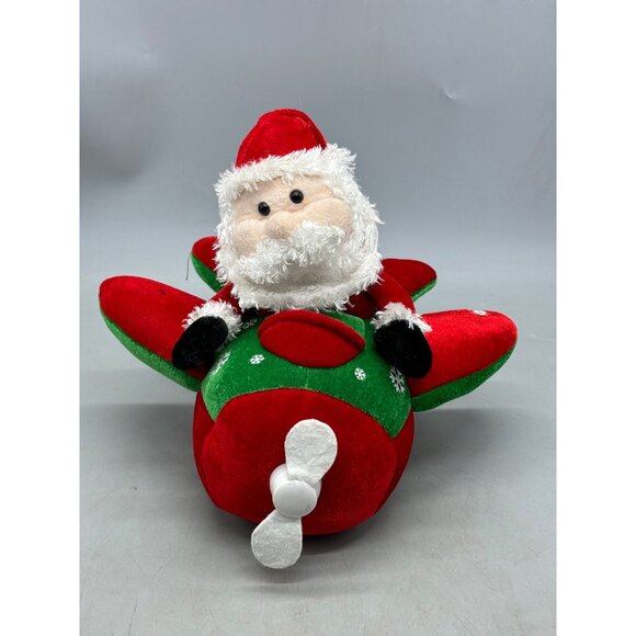 Santa On Airplane Plush Toy Decoration with Musical Feature Used READ - Picture 2 of 8